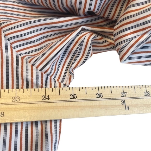 Joseph & Feiss Large Orange Black Striped Long Sleeved Button Down Dress Shirt - Picture 5 of 11